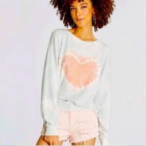 Wildfox White and Pink Heart Sweater